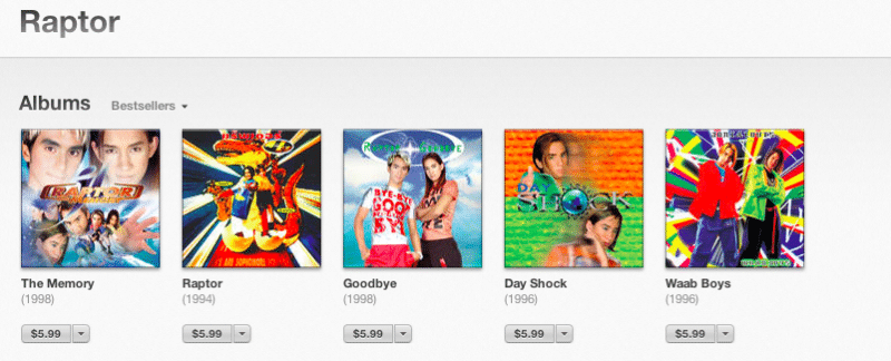 Raptor ทุกอัลบั้ม ตอนนี้ลดราคาลงมาเหลือ $5.99 แล้ว
