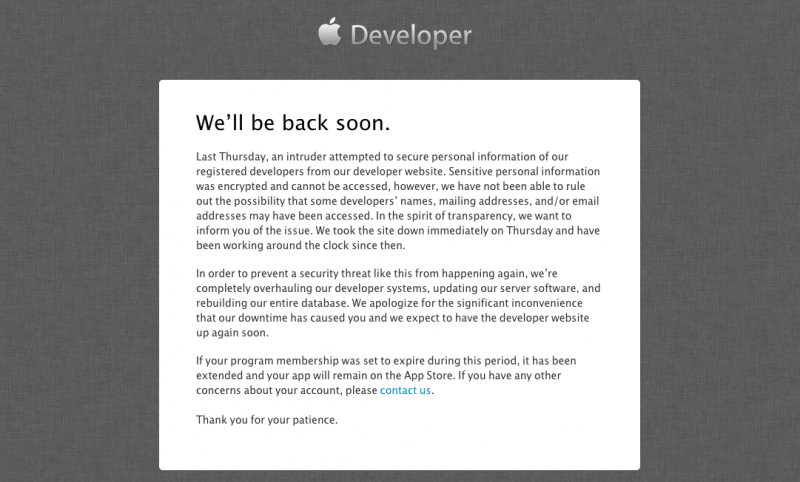 apple-developer-center-hack-down-for-4-day