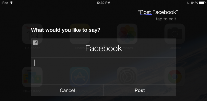 Facebook Post in iOS 7