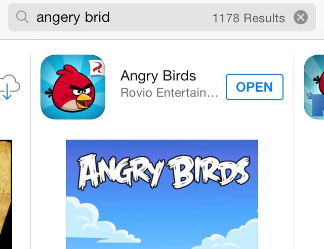 Angry Birds App Store Misspell