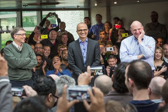 3 ซีอีโอแห่ง Microsoft ซ้าย-Bill Gates กลาง-Satya Nadella ขวา-Steve Ballmer