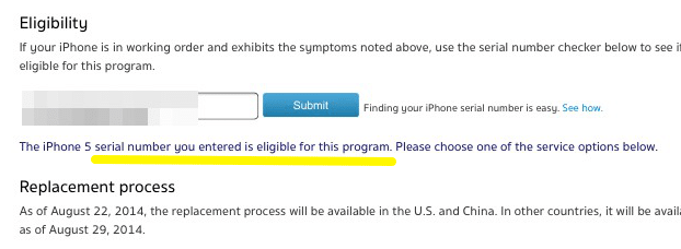 eligible iphone 5 replacement