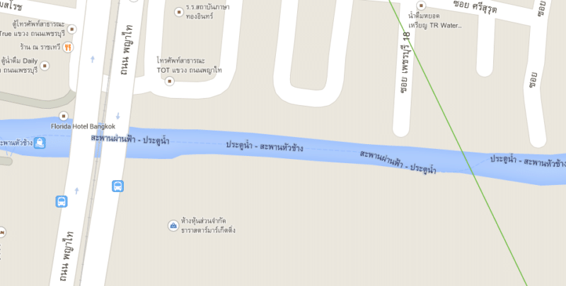 เส้นทางเดินเรือคลองแสนแสบใน Google Maps
