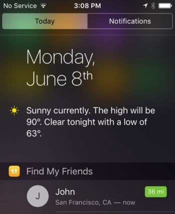 find my friends notification center