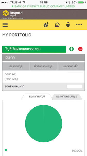 เว็บไซต์ Krungsri Online เมื่อเปิดบน iPhone