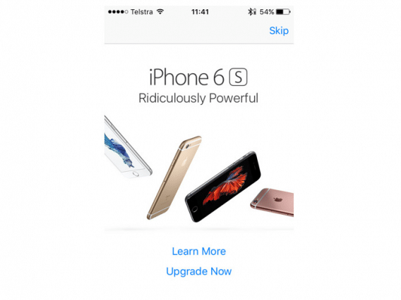 iphone 6s popup ad