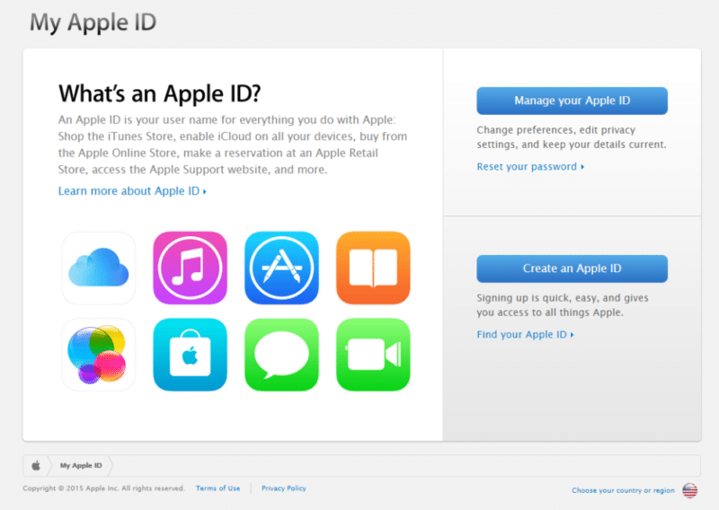 หน้าเว็บจัดการ Apple ID เดิม