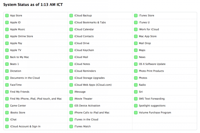 วิธีเช็คสถานะบริการของ Apple ว่าบริการไหน กำลังล่ม, ใช้งานไม่ได้ หรือมี ...