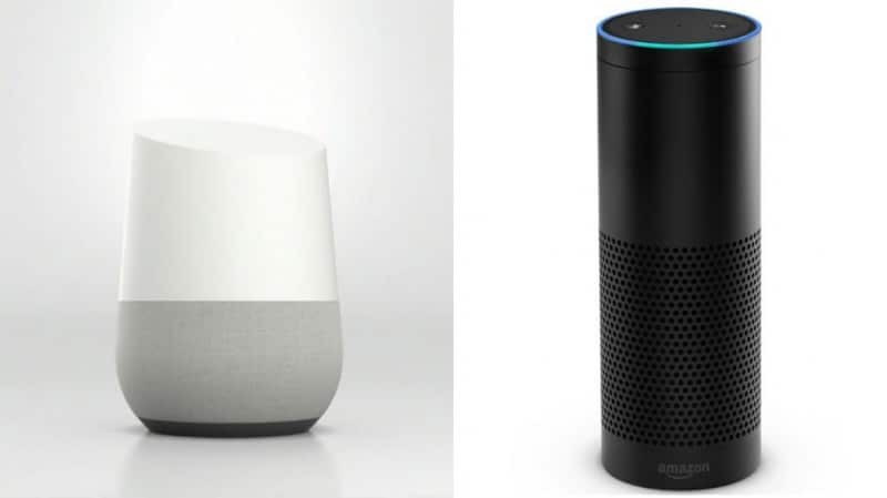 ซ้าย Google Home ขวา Amazon Echo