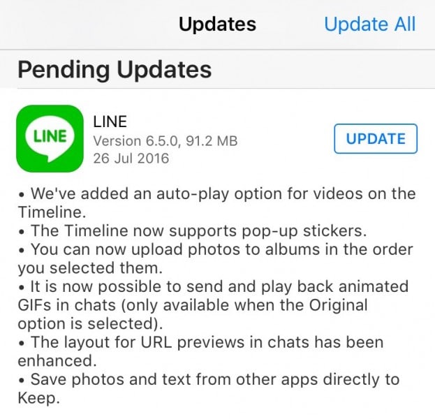 line ios update 650