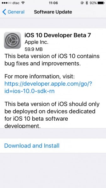 ios 10 beta 7