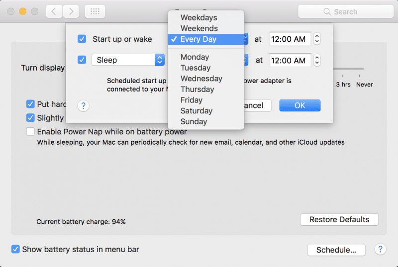 how to schedule mac to sleep wake up restart shutdown-2