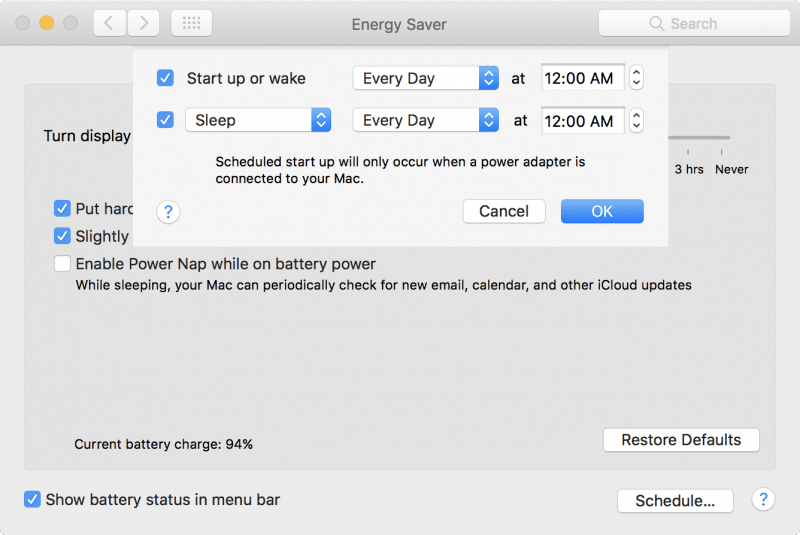 how to schedule mac to sleep wake up restart shutdown-3