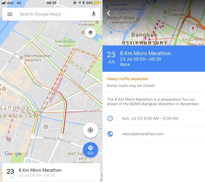 google maps marathon route