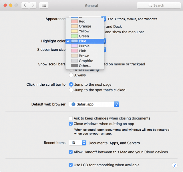 how to change highlight color on macos-1