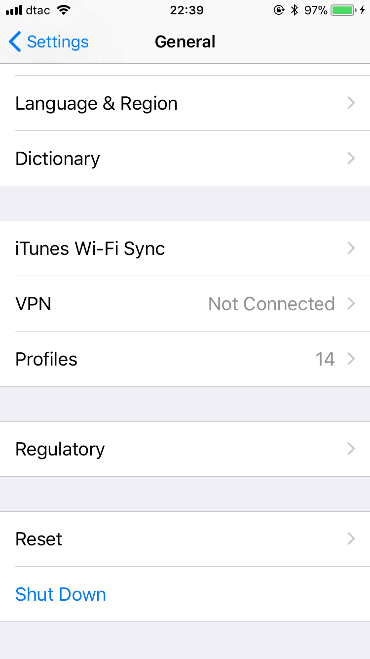 settings shut down