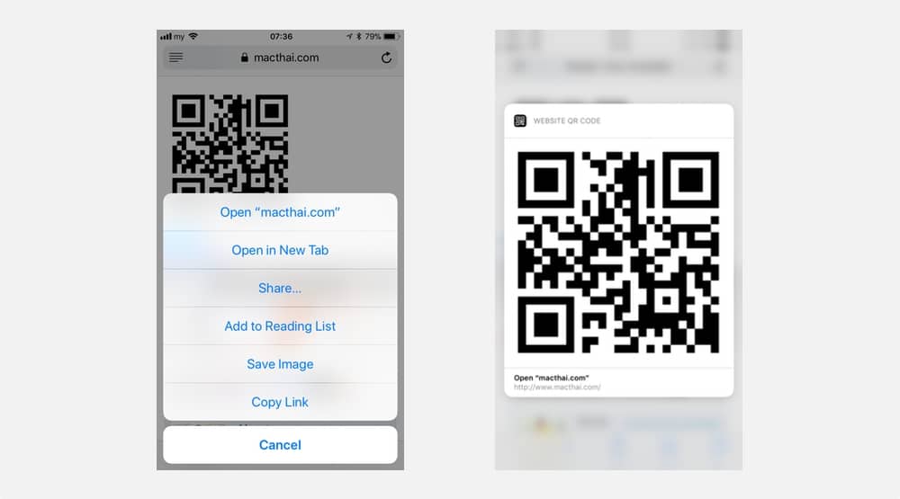 Tip สั่งเปิดลิงก์ QR Code จาก Safari ไม่ต้องสแกนด้วยกล้องบน iOS 11