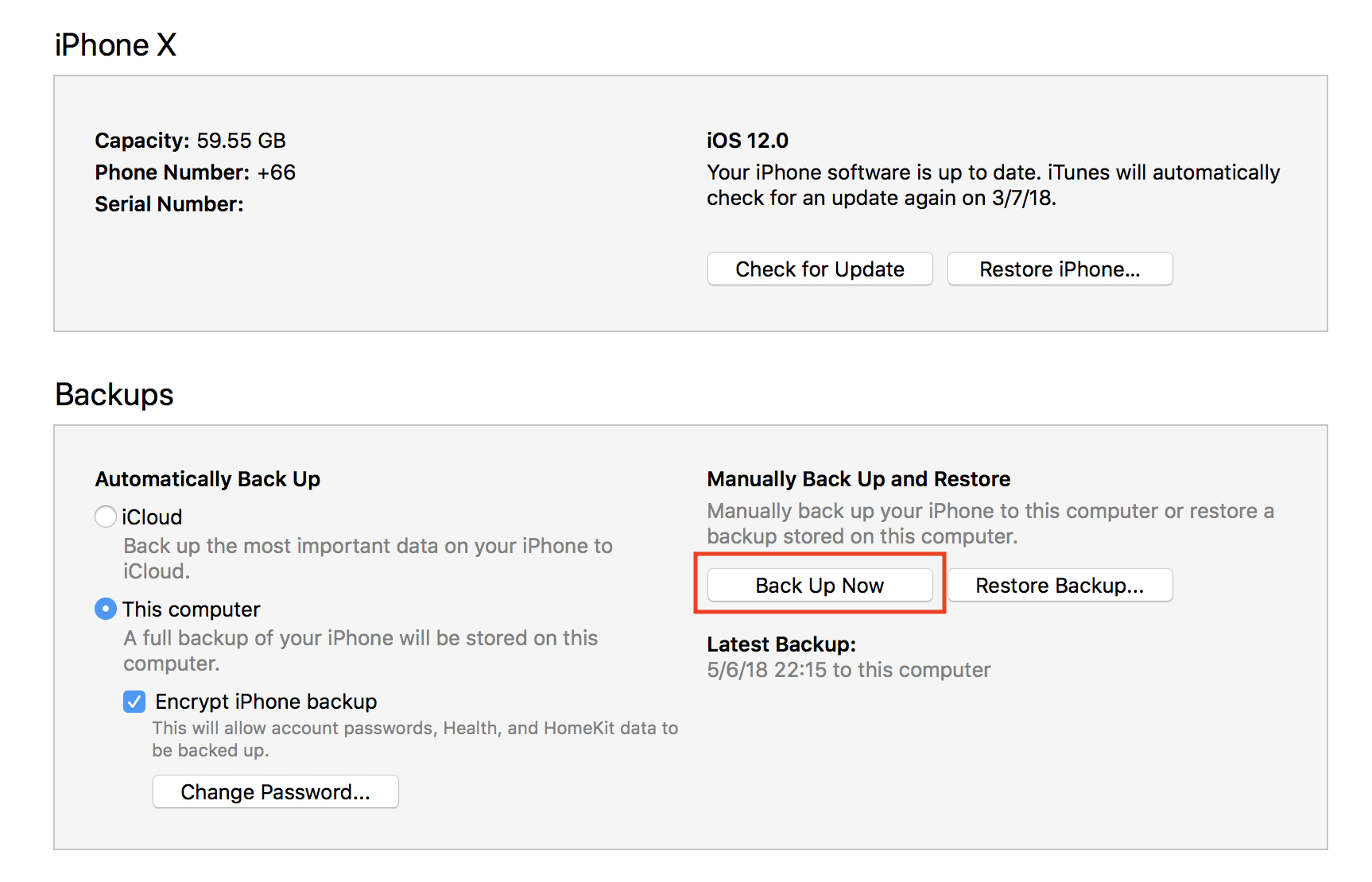 iOS 12 backup restore