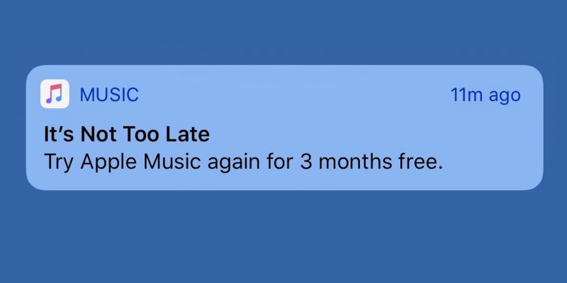 ข้อความเชิญชวนใช้ Apple Music อีกครั้ง
