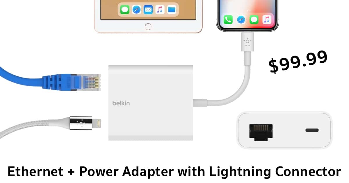 Belkin Ethernet + Power Adapter with Lightning Connector - Apple