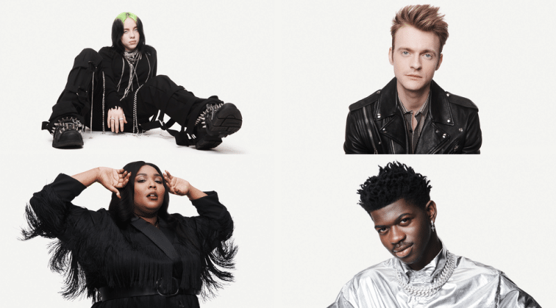 ซ้ายบน Billie Eilish, ขวาบน FINNEAS, ซ้ายล่าง Lizzo, ขวาล่าง Lil Nas X