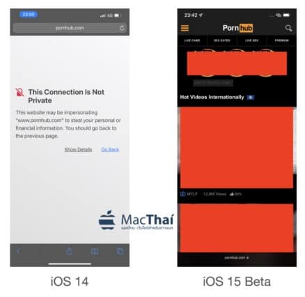 [คอนเฟิร์ม] iOS 15 สามารถกดเข้า Pornhub และเว็บที่ถูกบล็อกในไทยได้แทบ