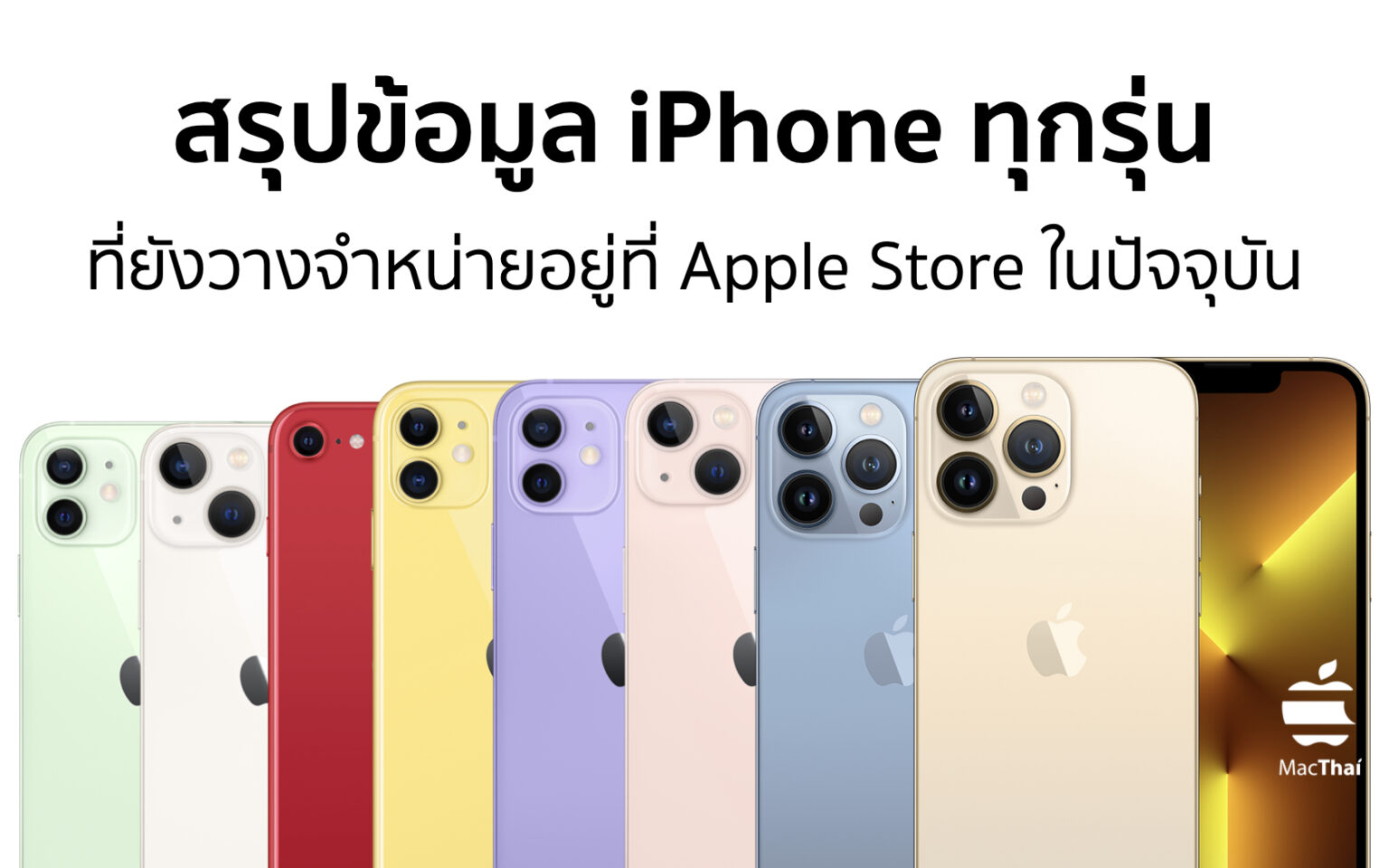 สรุปข้อมูล iPhone ทุกรุ่น ที่ยังวางจำหน่ายอยู่ที่ Apple Store ในปัจจุบัน